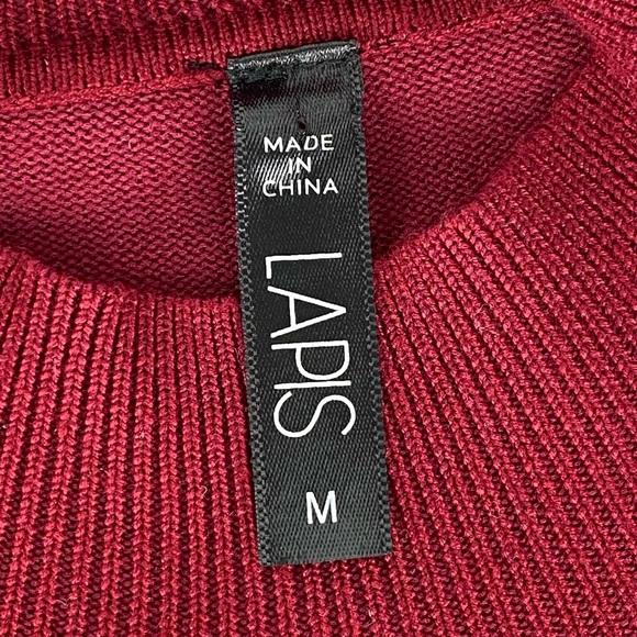 Lapis Long Sleeve Mock Neck Burgundy With Silver Studds Sweater Dress Size M - Picture 5 of 8